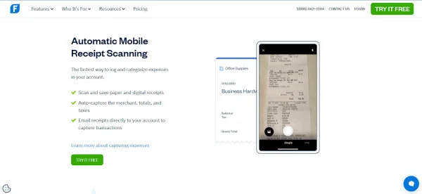 FreshBooks mobile receipt scanning