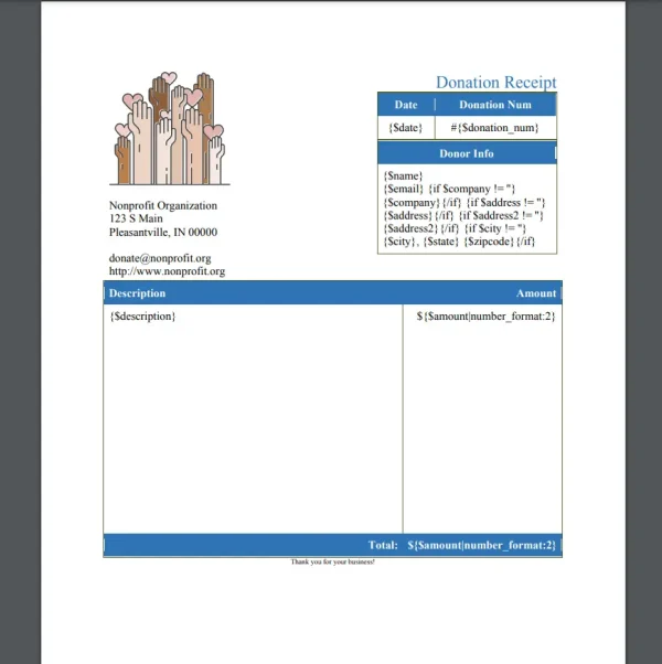 The Formstack Donation Receipt Template