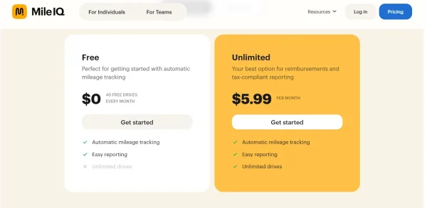 MileIQ plans for individuals