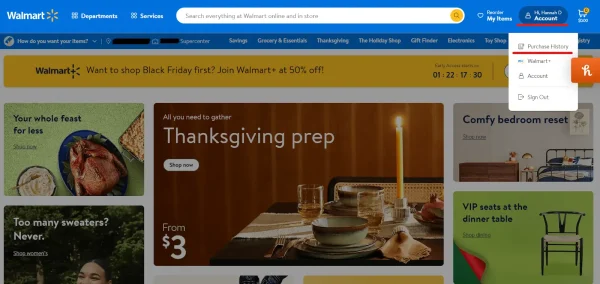 Review your purchase history