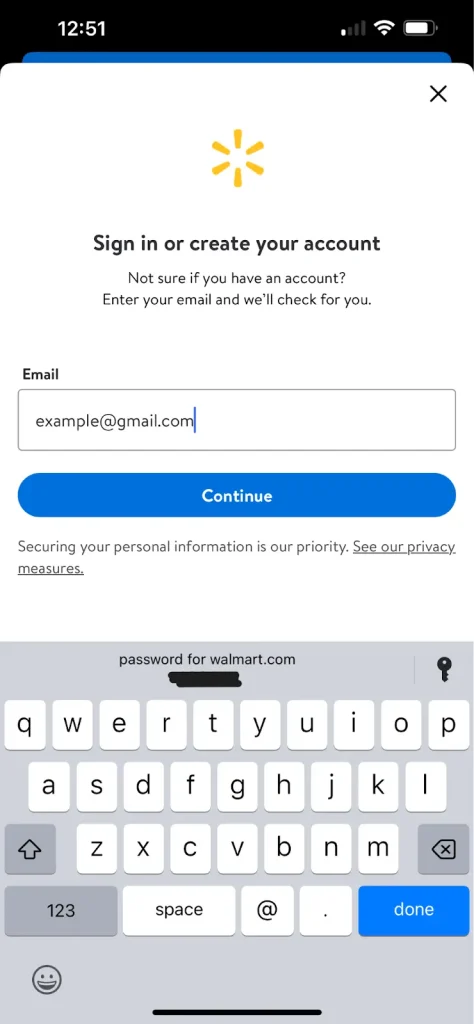 Log in to the Walmart app on your phone