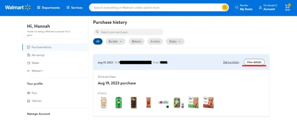 You can view receipt details under Purchase History