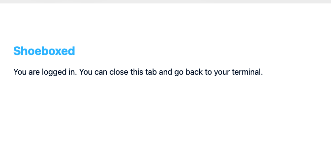 Confirmation page that says you are logged in and can close the tab