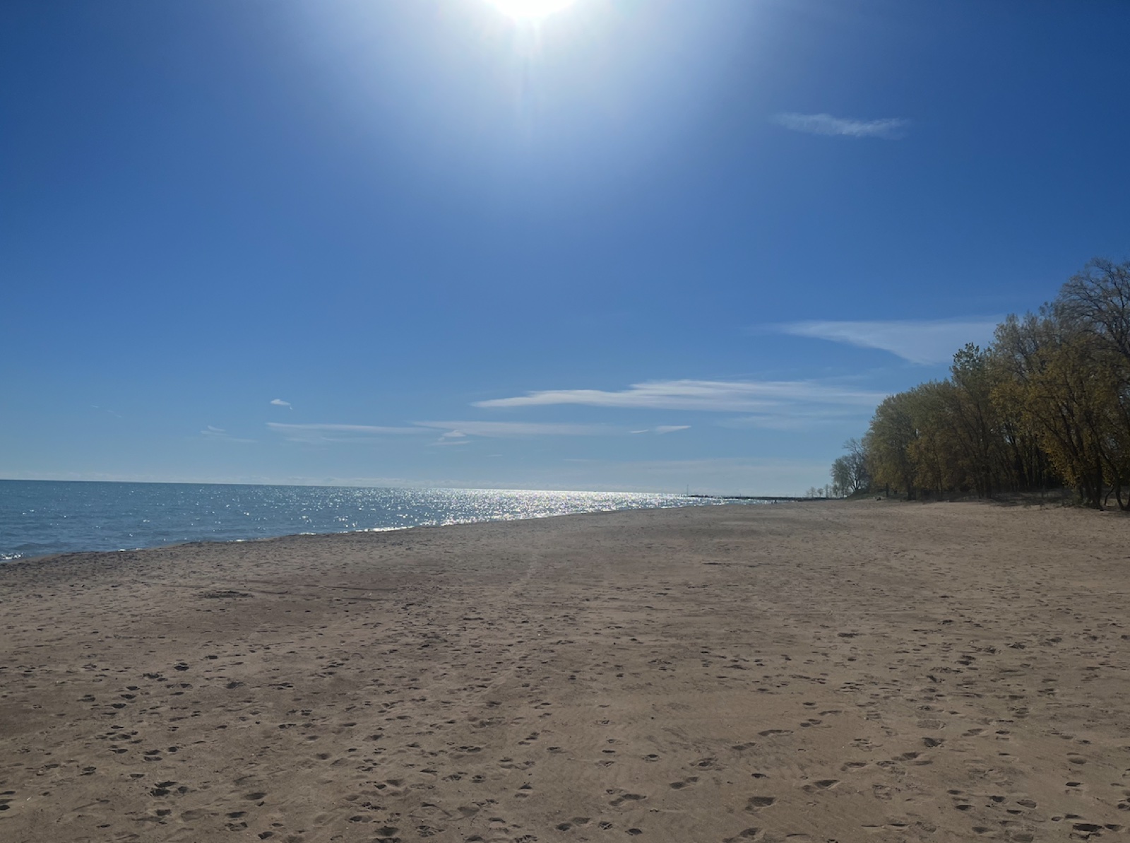 The Lake Michigan beach where Doug walks every day to think