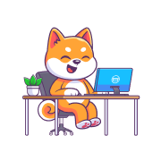 Mascot at computer