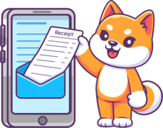 Mascot with mobile receipt